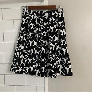 Cynthia Rowley Black and White A-Line Gathered Skirt Size XS